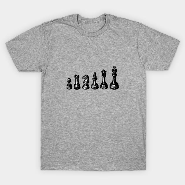 Chess Pieces Vintage Illustration T-Shirt by softbluehum